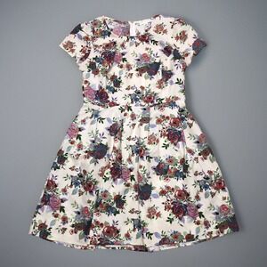 Forever 21 + Plus Floral Dress 1X Floral‎ Print Fit & Flare Roses Cream Prairie